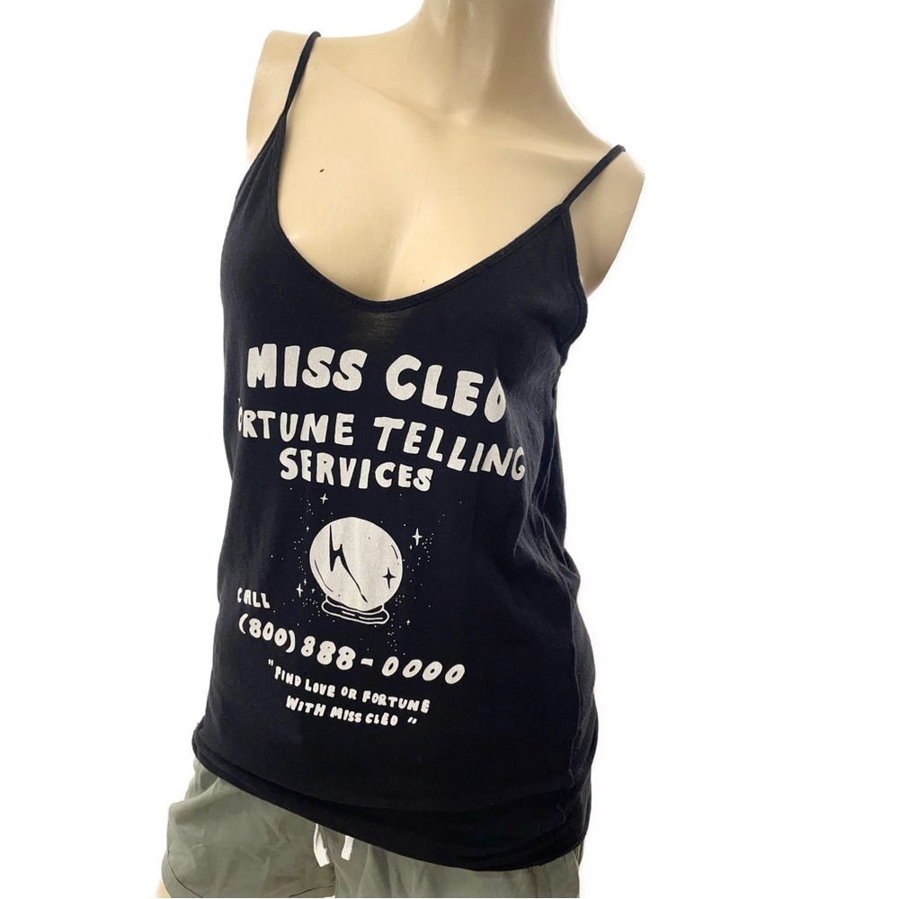 M//C- Miss Cleo Black Spaghetti StrapTank Top- small